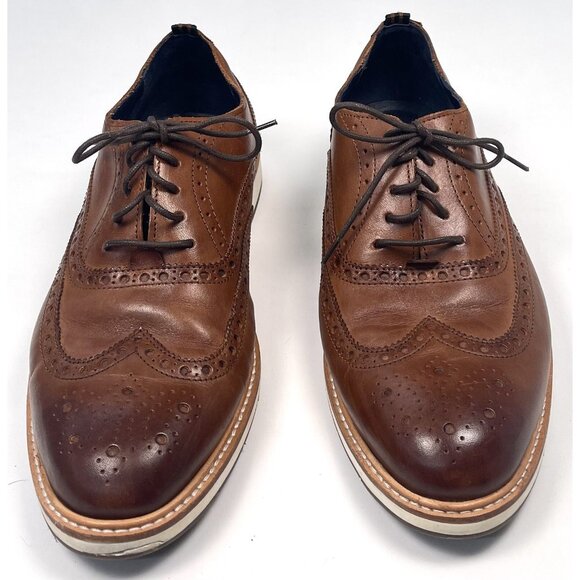 COLE HAAN Grand 360 Mens US 9.5M Brown Leather Wingtip Oxford SHOES C30697 EUC - Picture 3 of 7